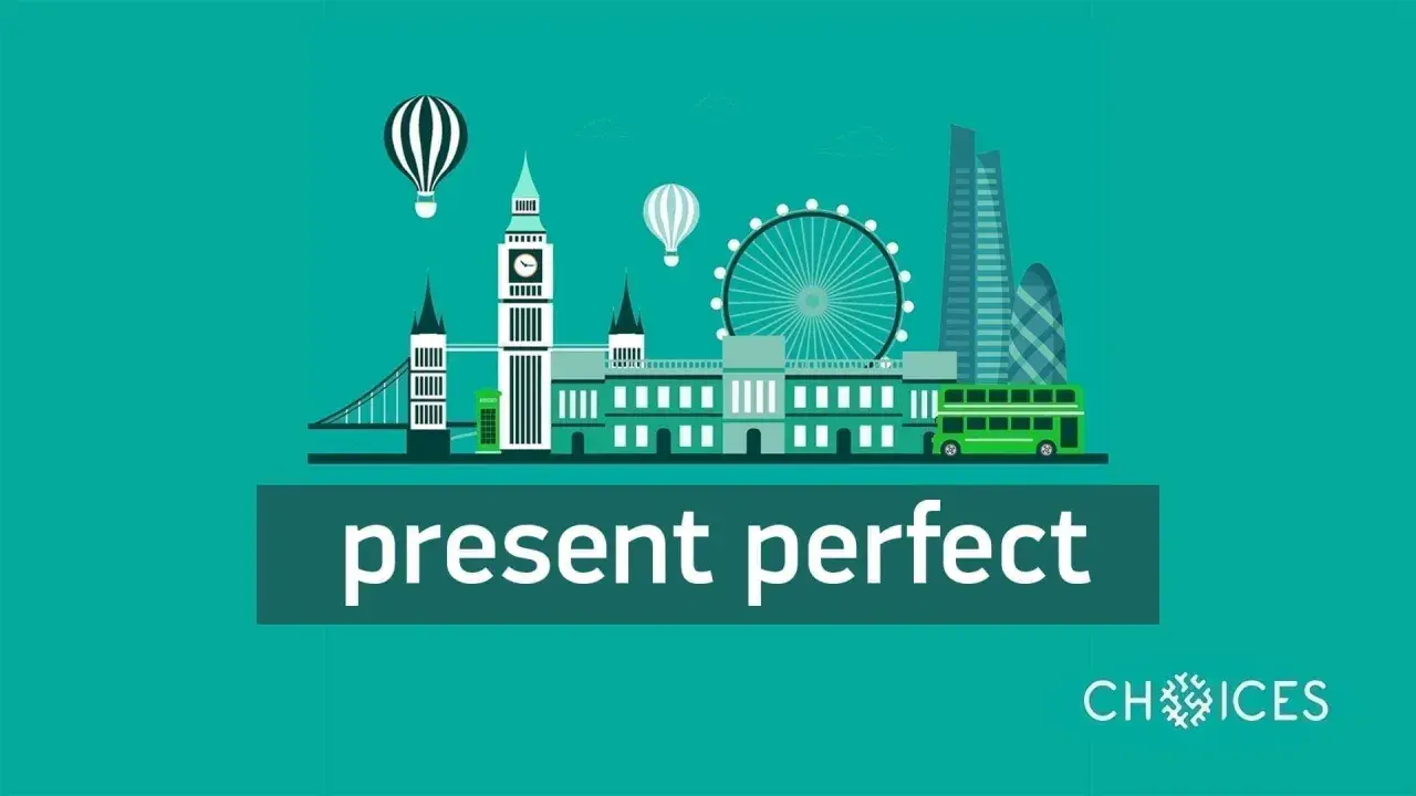 Londyn z Big Benem, London Eye i czerwonym autobusem. Temat: present perfect simple zastosowanie.
