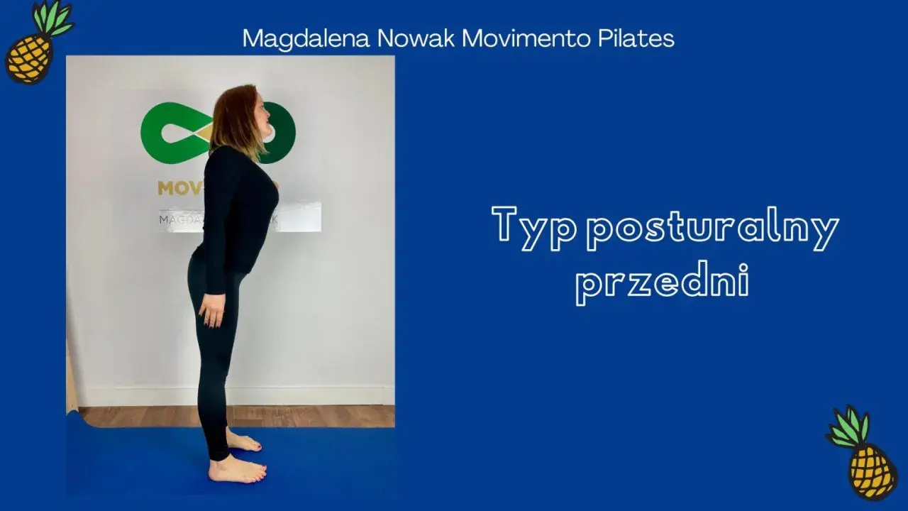 Kobieta prezentuje typ posturalny przedni, co może być częścią testu Matthiasa.