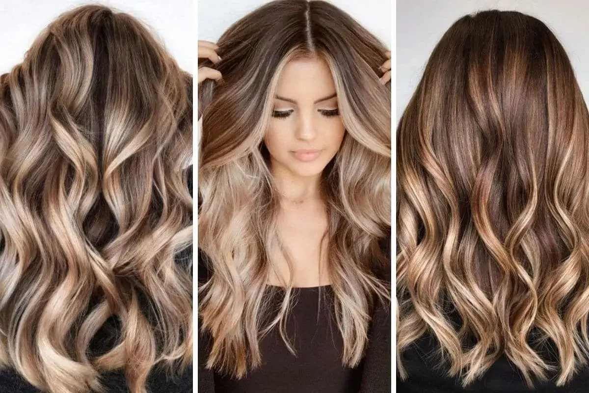 Capelli con sfumature calde e luminose, perfetti per i colori autunnali. Un mix di castano e biondo dorato che dona profondità e movimento.