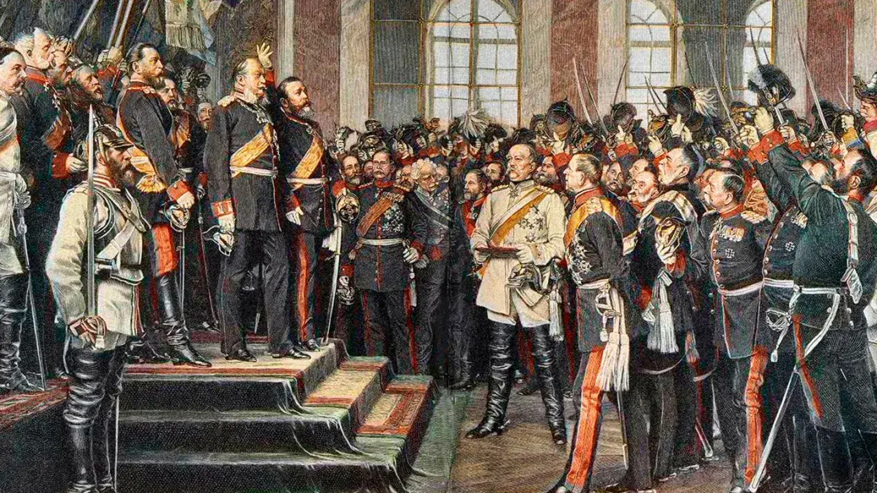 Männer in Uniformen, die eine Zeremonie abhalten, symbolisieren die "politik der freien hand".