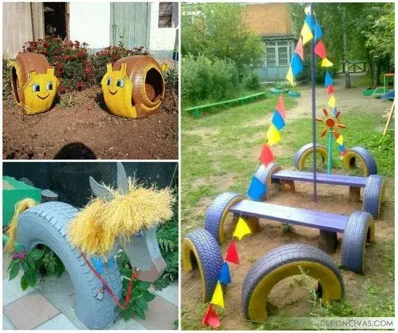 Plac zabaw z opon DIY: Bezpiecznie i kreatywnie w ogrodzie!