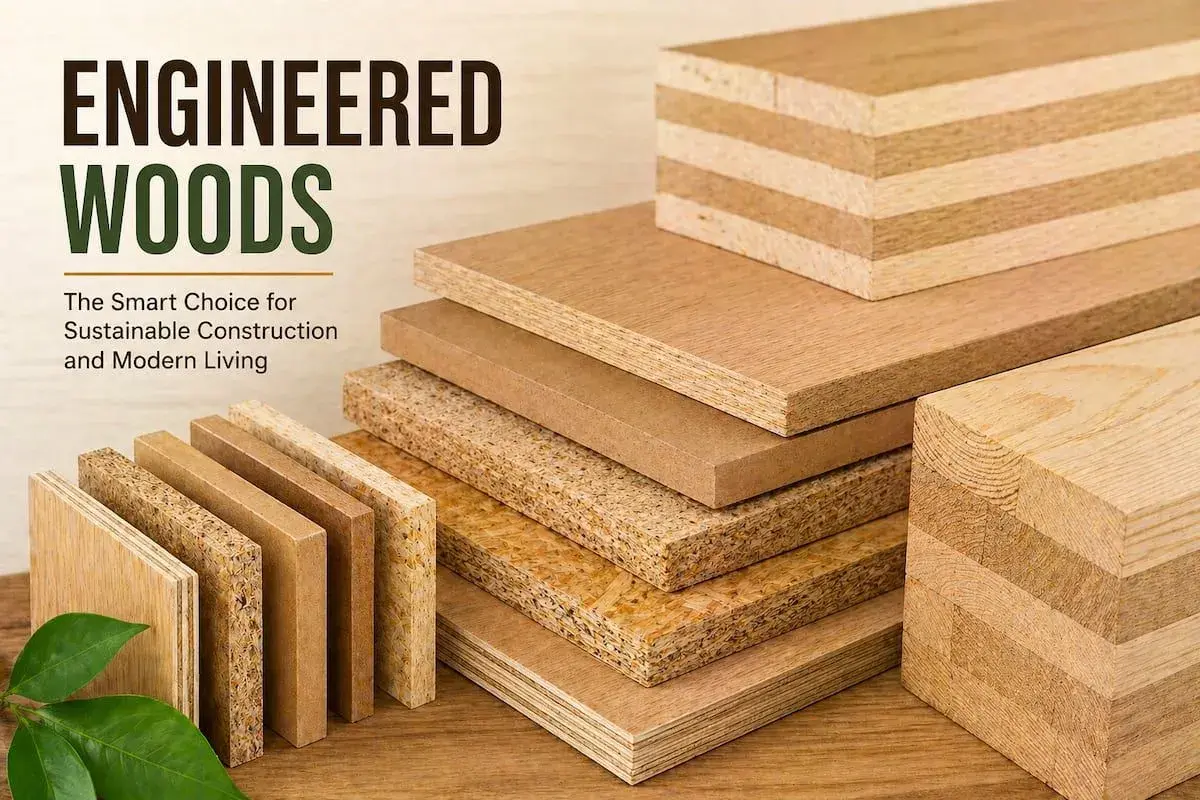 A variety of engineered wood products, showcasing the smart choice for sustainable construction.
