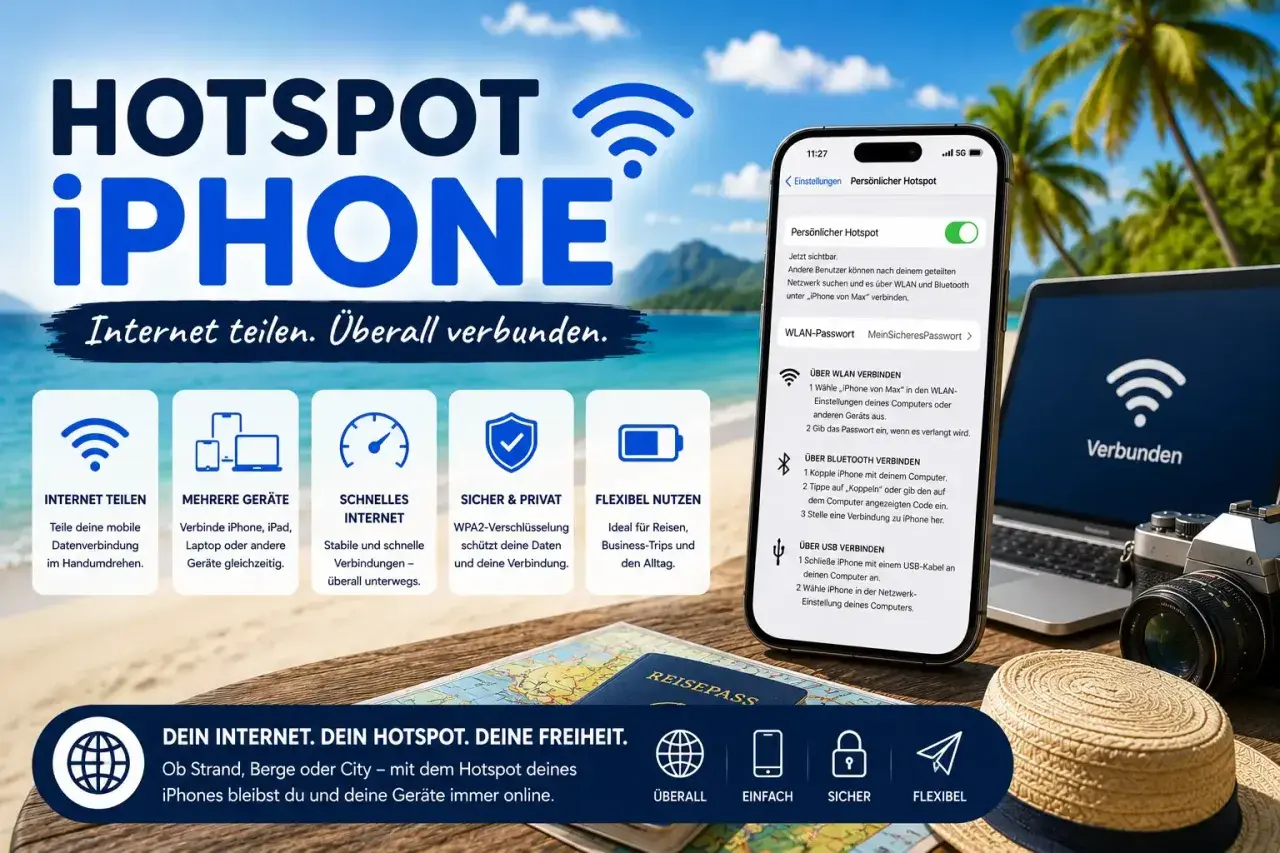 iPhone Hotspot: Internet teilen für Android & Co. Überall verbunden, egal ob am Strand oder in der City.