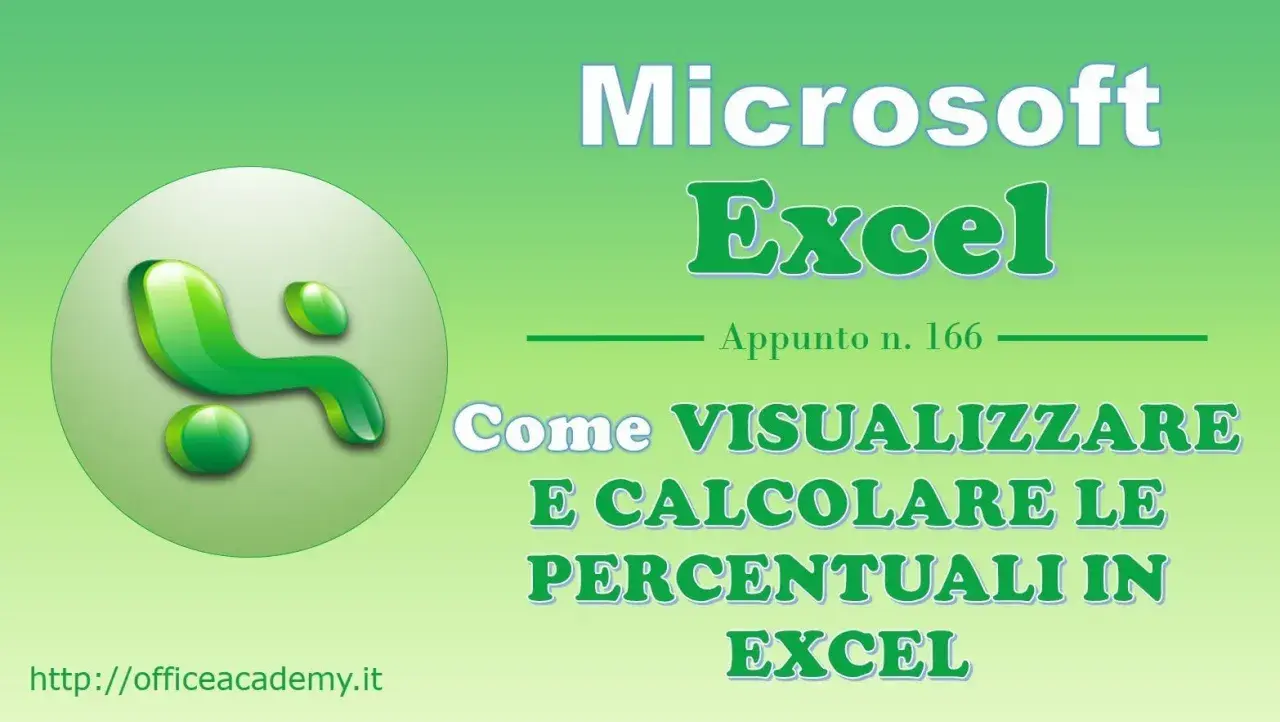 Microsoft Excel: come fare il 20% di un numero e calcolare percentuali. Appunto n. 166.