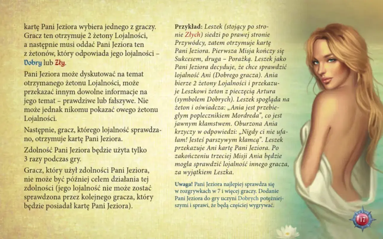 Ilustracja przedstawia kobietę z blond włosami, owiniętą w biały materiał, z błękitnymi oczami.