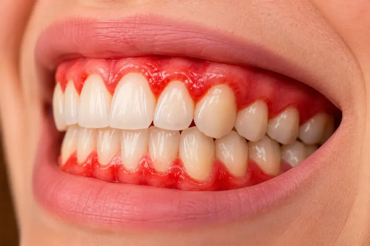 Gengive rosse e gonfie attorno ai denti bianchi. Scopri cosa fare per gengive infiammate e ritrovare un sorriso sano.