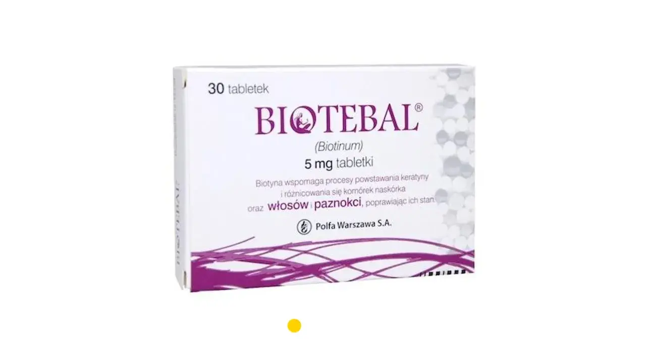Opakowanie Biotebal Max, 30 tabletek 5 mg. Biotyna wspomaga włosy i paznokcie. Poznaj biotebal max skład.
