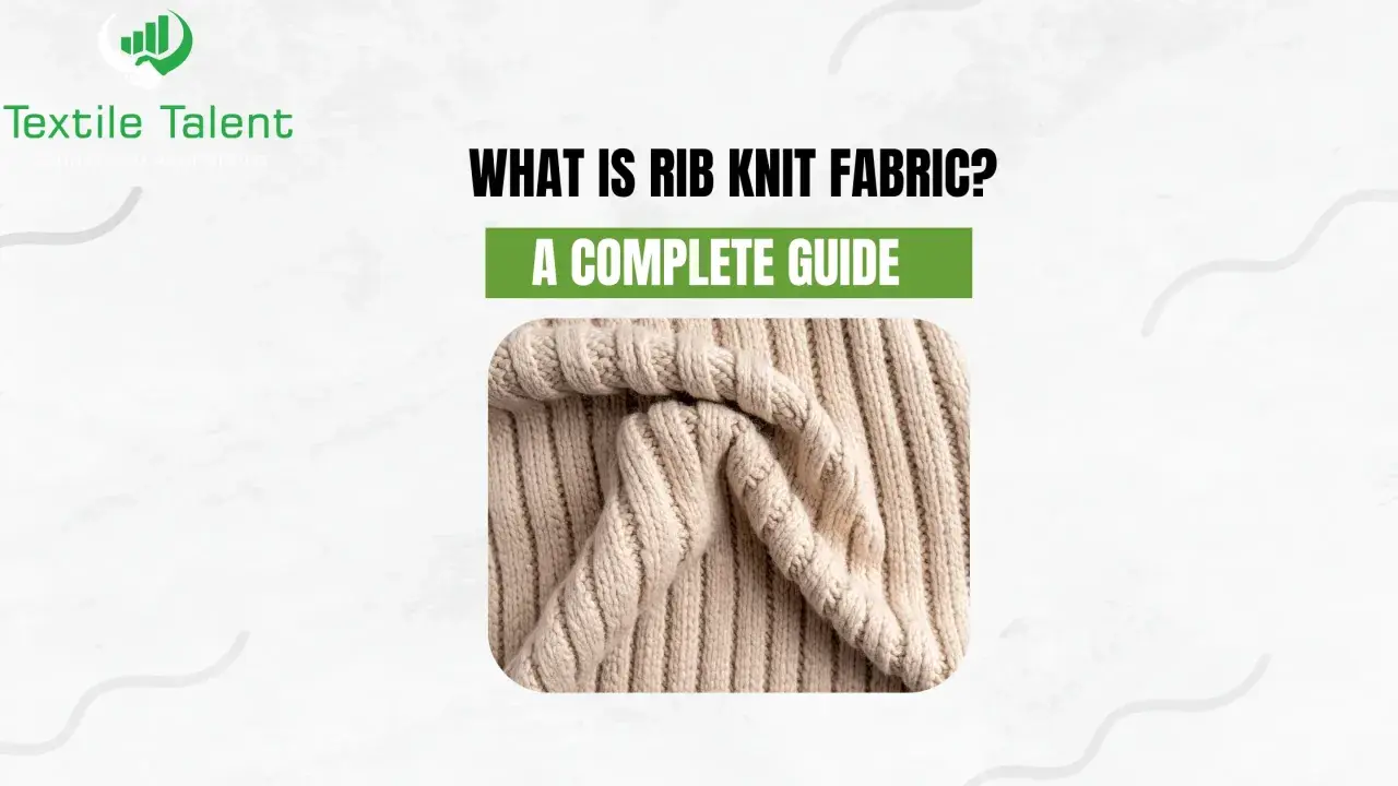 Close-up of beige rib knit fabric, showcasing its vertical ridges and textured weave. This image explains what is rib knit fabric.