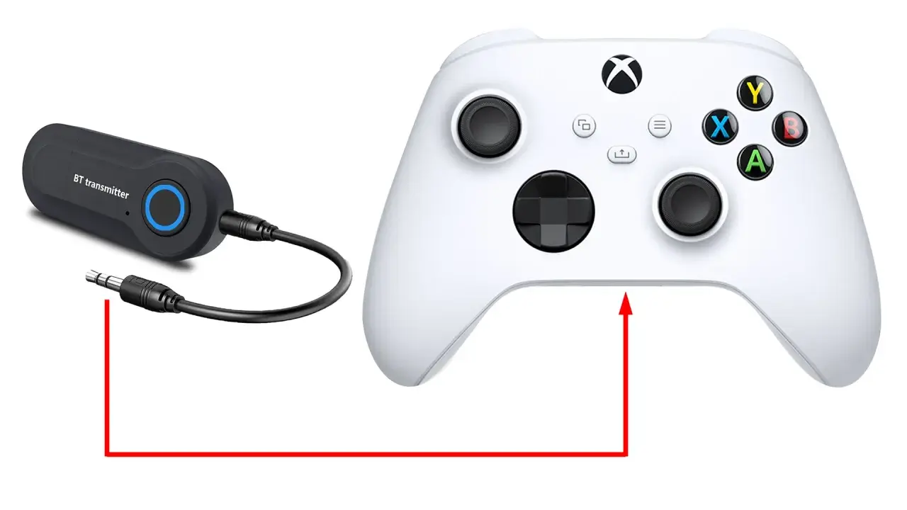 BT transmiter podłączony do kontrolera Xbox. Dowiedz się, jak podłączyć słuchawki do Xboxa za pomocą tego adaptera.