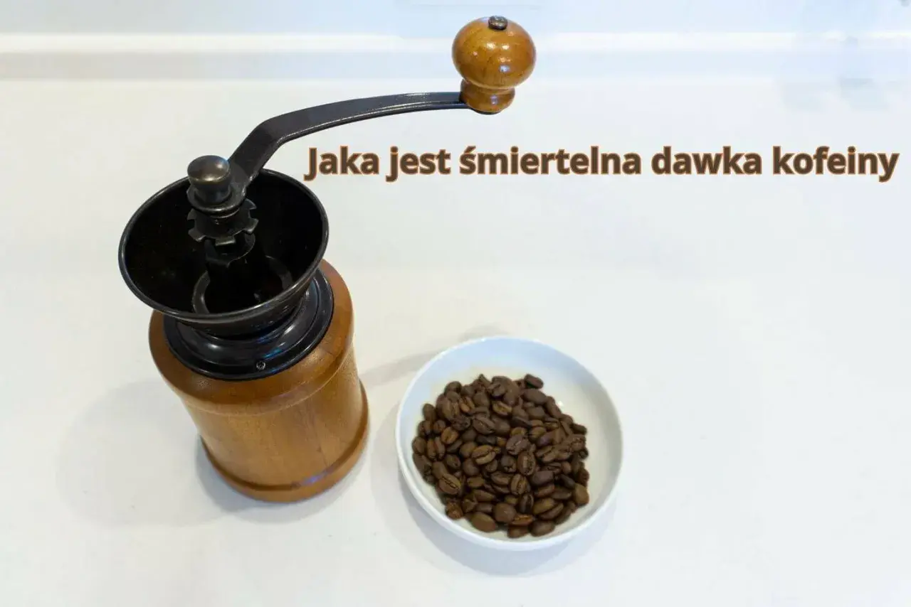 Drewniany młynek do kawy i miseczka z ziarnami. Czy to początek drogi do śmiertelnej dawki kofeiny?