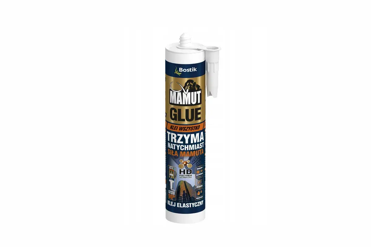Bostik Mamut Glue - klej do paneli ściennych o natychmiastowej sile mamuta. Elastyczny, HD Polymer Technology.