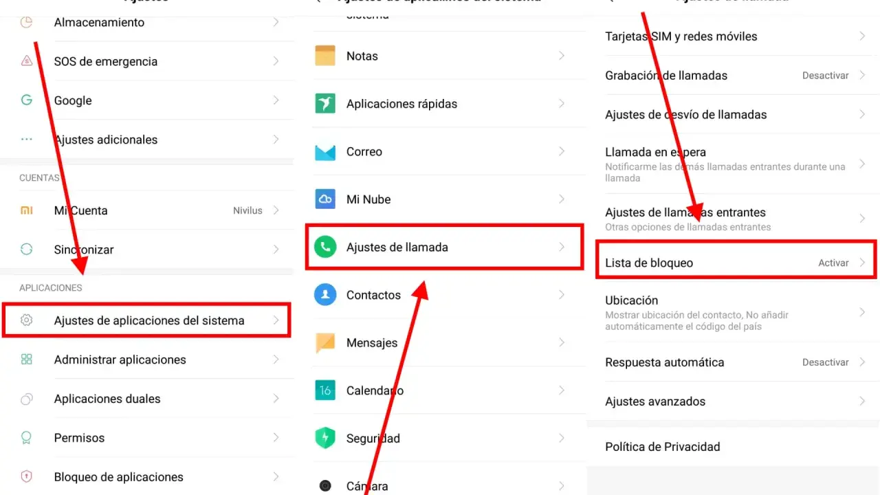 Ajustes de llamada > Lista de bloqueo. Así puedes bloquear un número privado en tu móvil.