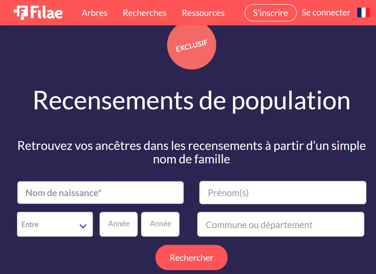 Filae Paris : recherchez vos ancêtres dans les recensements. Entrez nom, prénom, lieu et année pour retrouver votre histoire familiale.