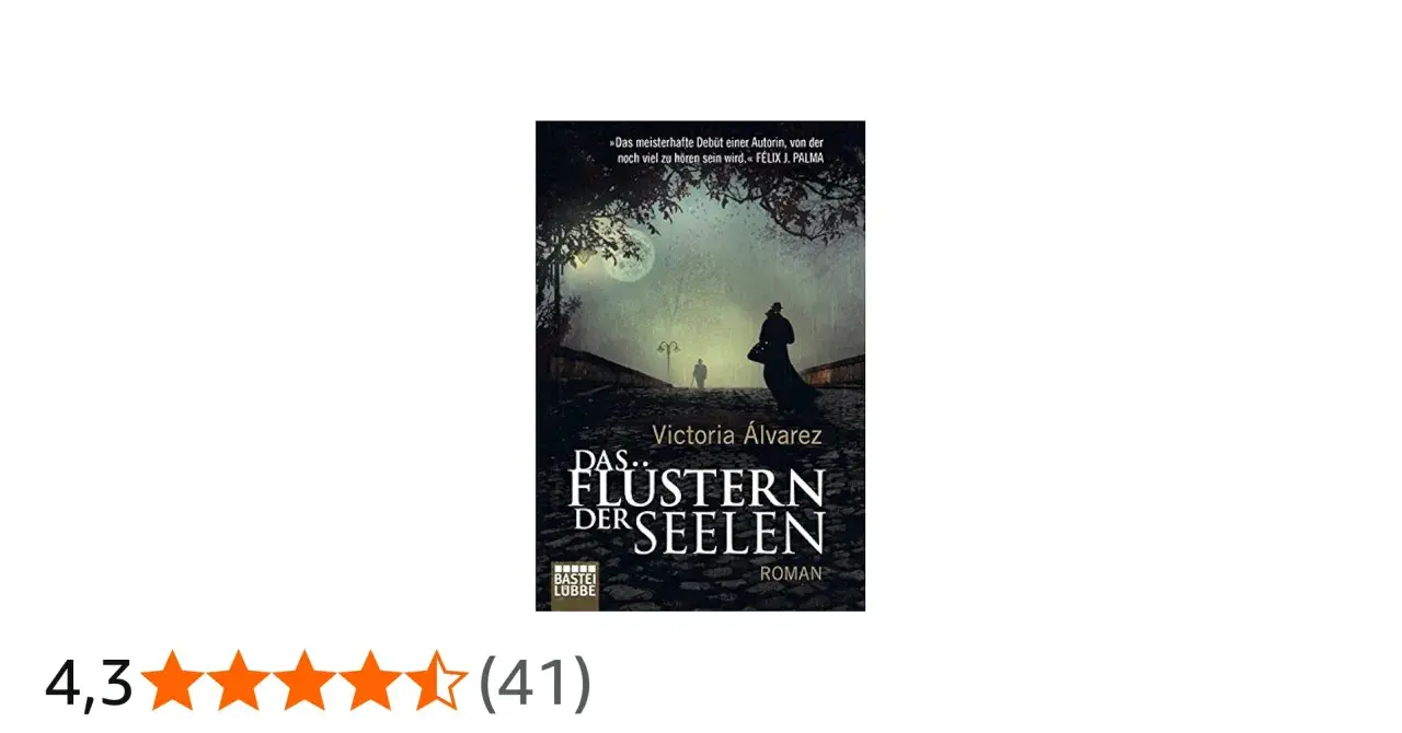 Das Cover des Romans "Das Flüstern der Seelen" zeigt eine neblige Allee mit zwei einsamen Figuren, die im Mondlicht gehen.
