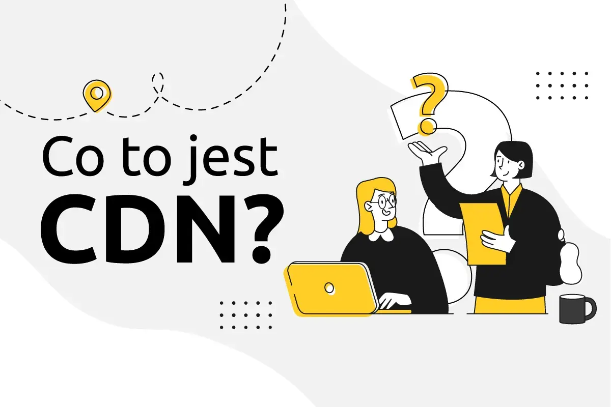Dwie osoby dyskutują o tym, co to jest skrót CDN. Jedna z nich pokazuje dokument, a druga pracuje przy laptopie.