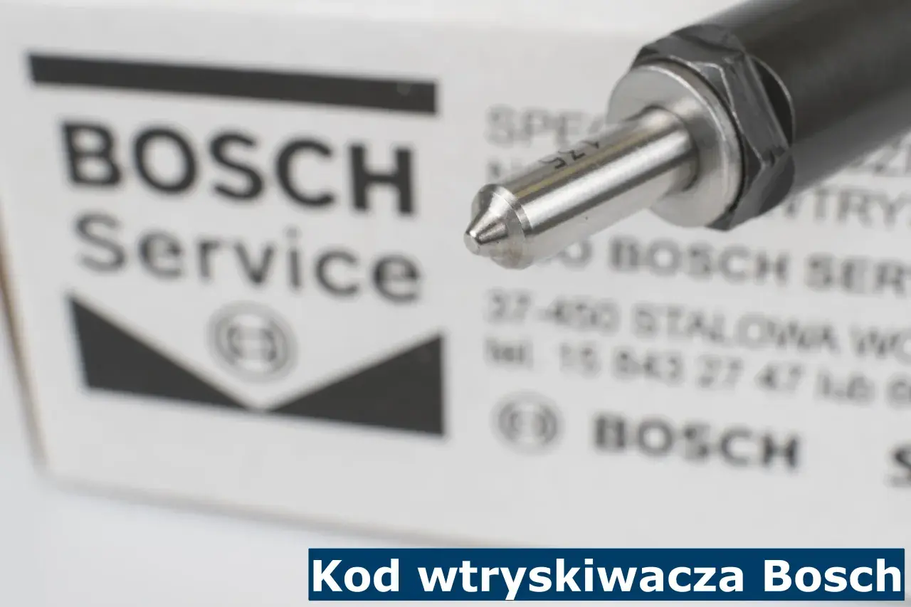 Precyzyjny kod wtryskiwacza Bosch, widoczny na opakowaniu i samym elemencie, gwarantuje jego autentyczność i jakość.