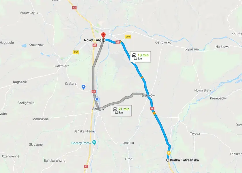 Gdzie leży Białka Tatrzańska? Odkryj jej bliskość do Zakopanego
