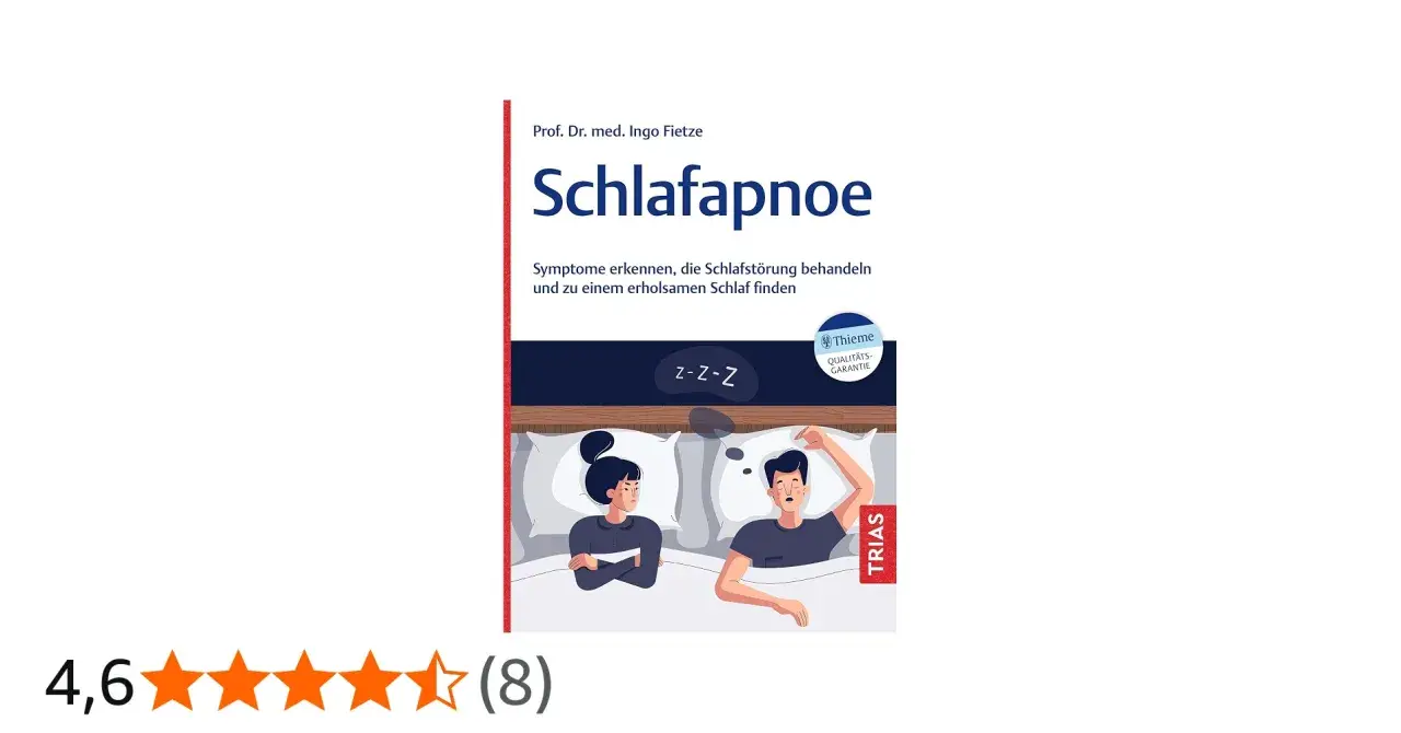 Buchcover: "Schlafapnoe". Ein Mann schnarcht, seine Partnerin ist genervt. Hilft bei Schlafstörungen.