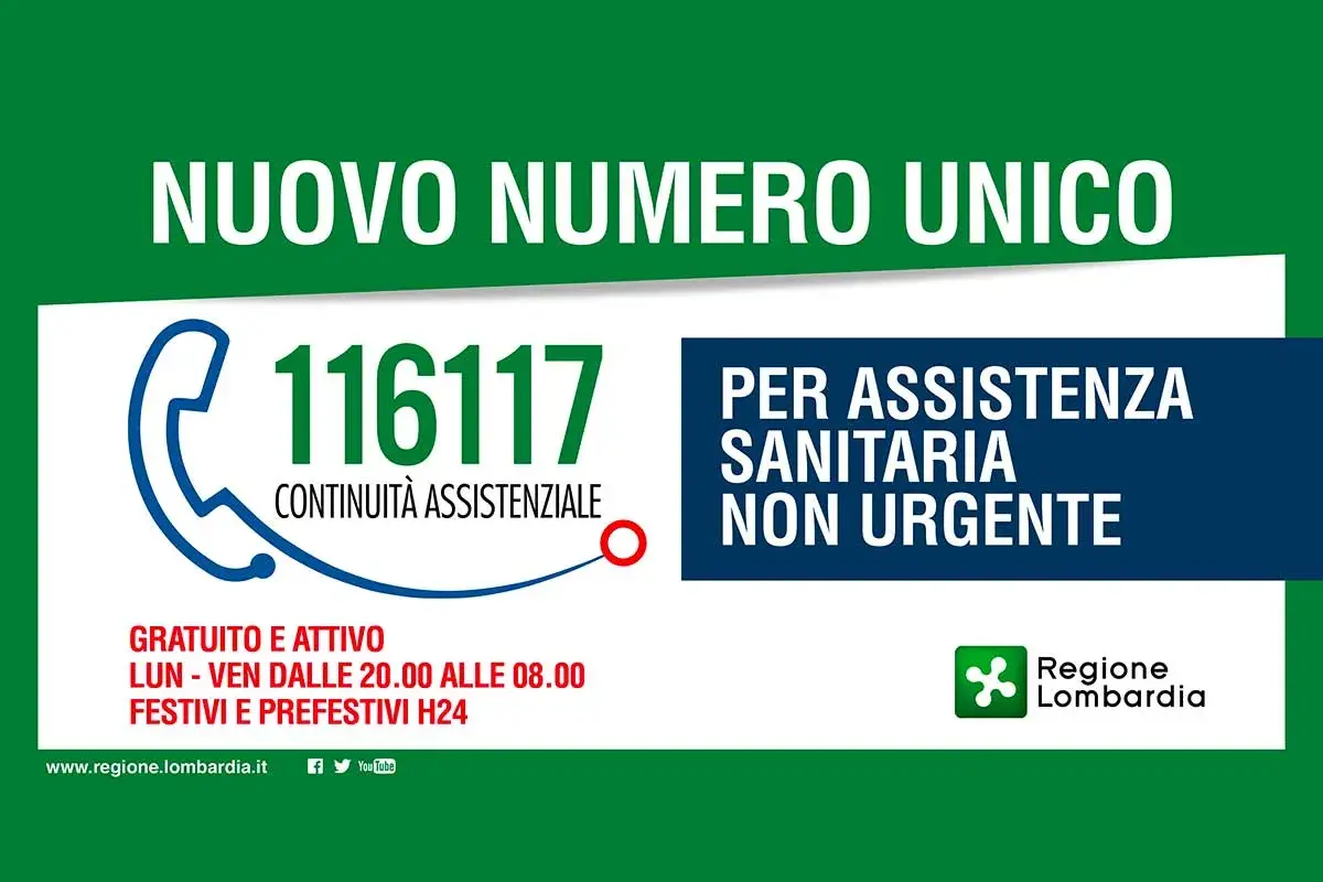 Nuovo numero unico 116117 per assistenza sanitaria non urgente. Gratuito e attivo H24 nei festivi e prefestivi, e dalle 20 alle 8 nei feriali. La guardia medica si paga? No, questo servizio è gratuito.