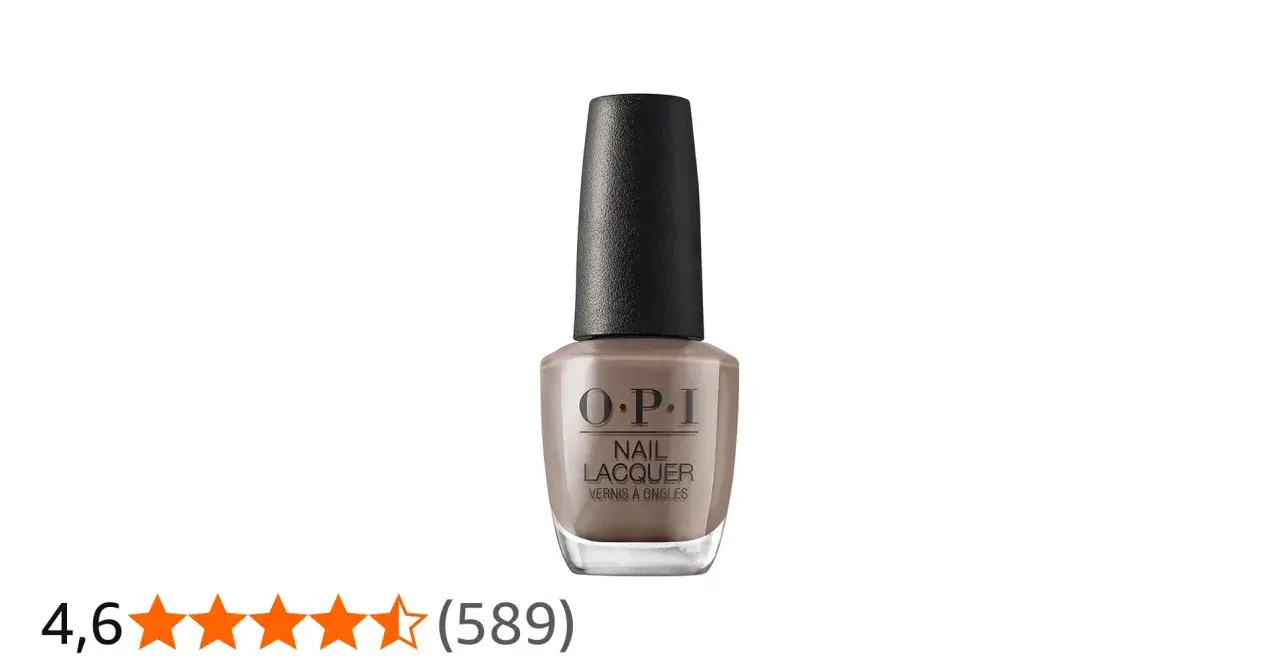 OPI Nail Lacquer bottle in a taupe shade with a black cap.