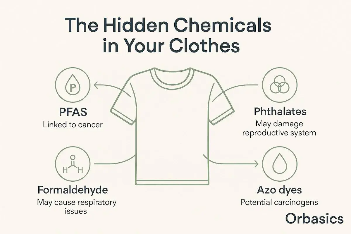 Kleidung kann Chemikalien wie PFAS enthalten, die krebserregend sind. Auch Formaldehyd und Azofarbstoffe sind problematisch.