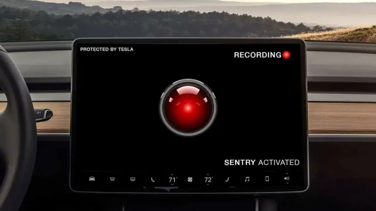 Tesla Sentry Mode aktiverad, inspelning pågår. En röd lins lyser. Är Tesla Sentry Mode lagligt i Sverige?