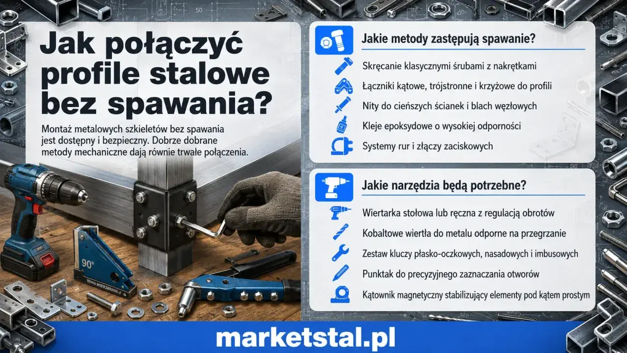 Jak łączyć rury stalowe bez spawania? Montaż profili metalowych za pomocą śrub, nitów, klejów lub systemów zaciskowych. Narzędzia i metody.