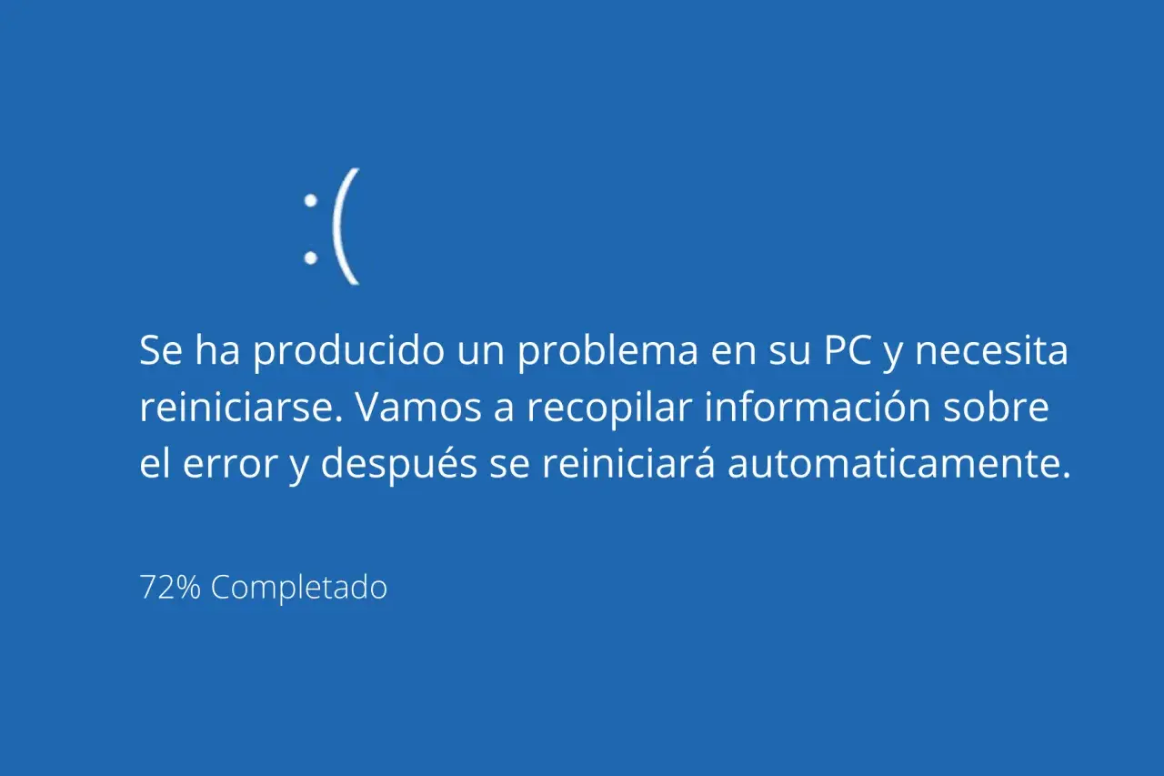 :( Pantalla azul de Windows. Error de descarga: 0x80248007. El PC se reiniciará. 72% completado.
