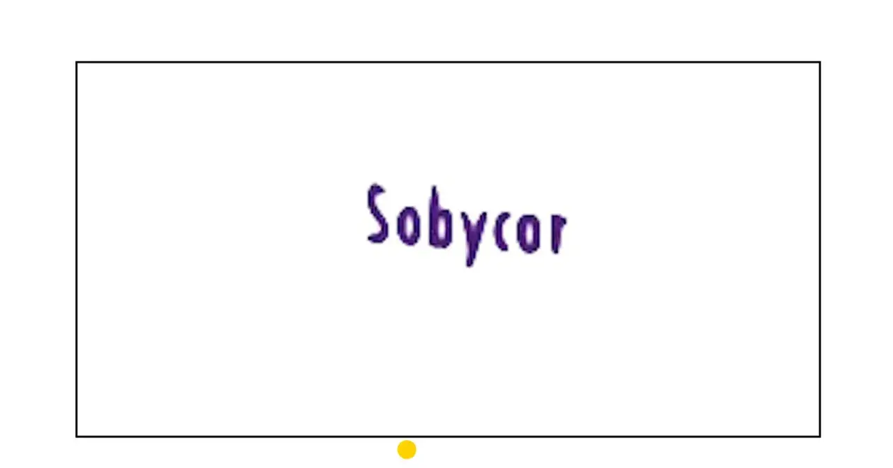 Fioletowy napis "Sobycor" na białym tle.