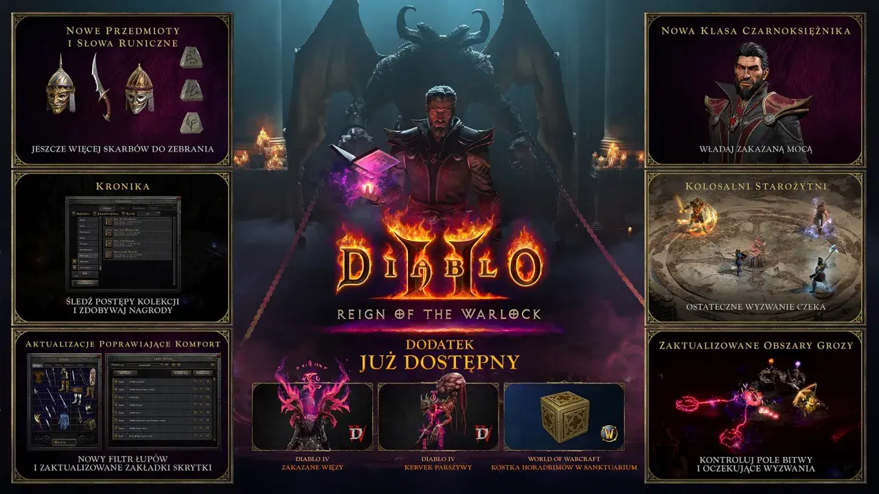 Diablo 3 dodatki: nowe przedmioty, czarnoksiężnik, kronika, kolosalni starożytni i aktualizacje poprawiające komfort.
