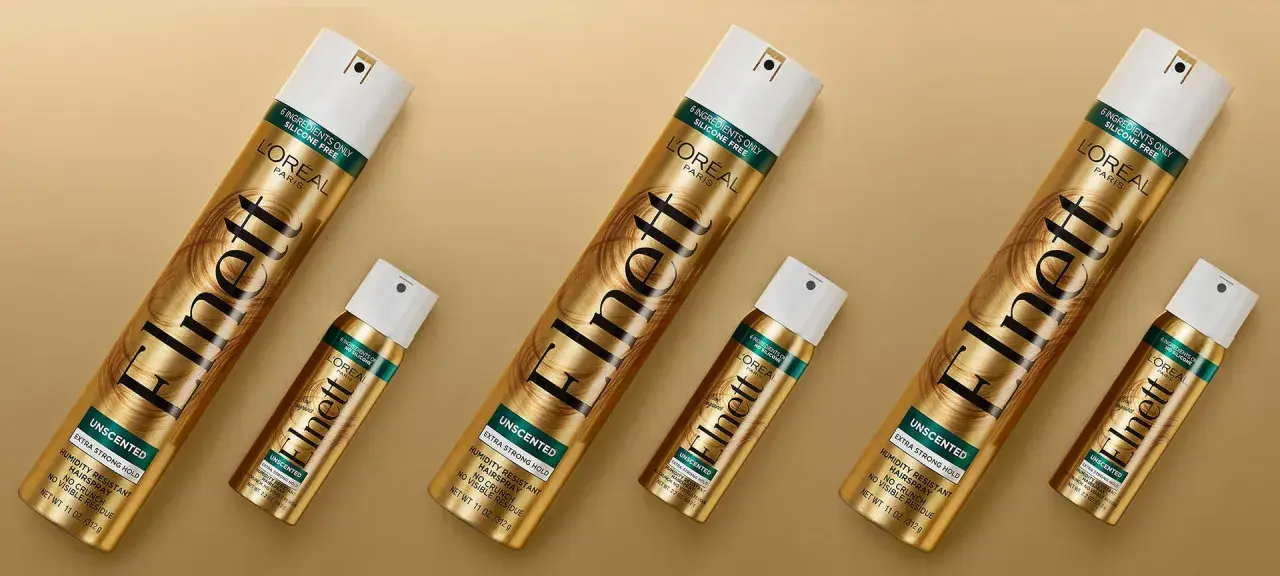 Fijador Elnett de L'Oréal Paris, con fijación extra fuerte y sin silicona, para un peinado perfecto y duradero.