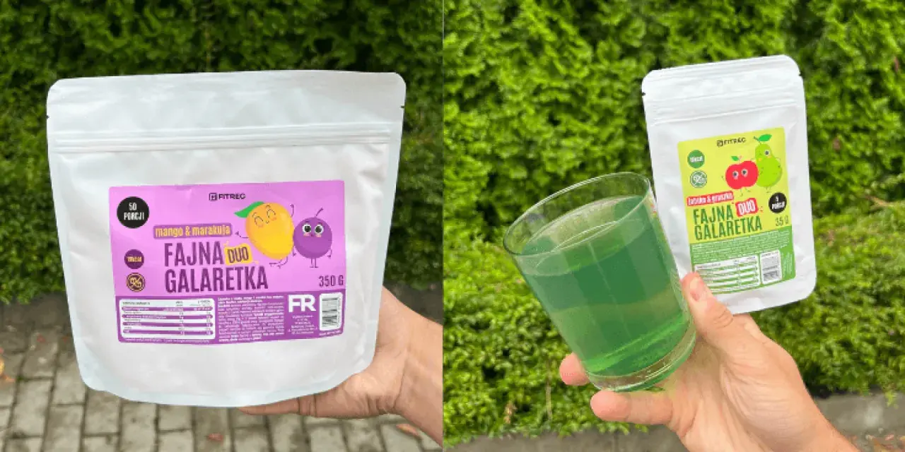 Fajna Duo Galaretka - mango i marakuja. Sprawdź, ile kcal ma proszek galaretki, by cieszyć się smakiem bez wyrzutów sumienia.