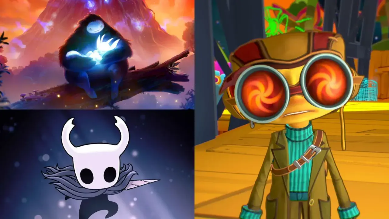 Ori, Hollow Knight i Raz z Psychonauts - bohaterowie najlepszych gier platformowych.