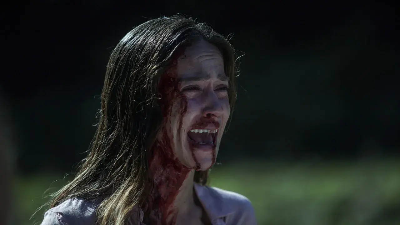Una donna urlante, con sangue sul viso, sembra la protagonista di una classica horror story spiegazione.