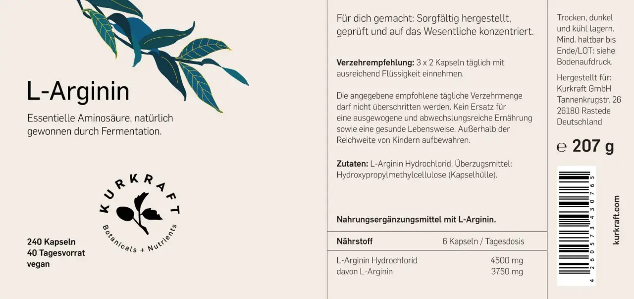 L-Arginin Kapseln: 3x2 täglich für optimale Ergebnisse. Die empfohlene L-Arginin Dosierung sorgt für eine ausgewogene Ernährung.
