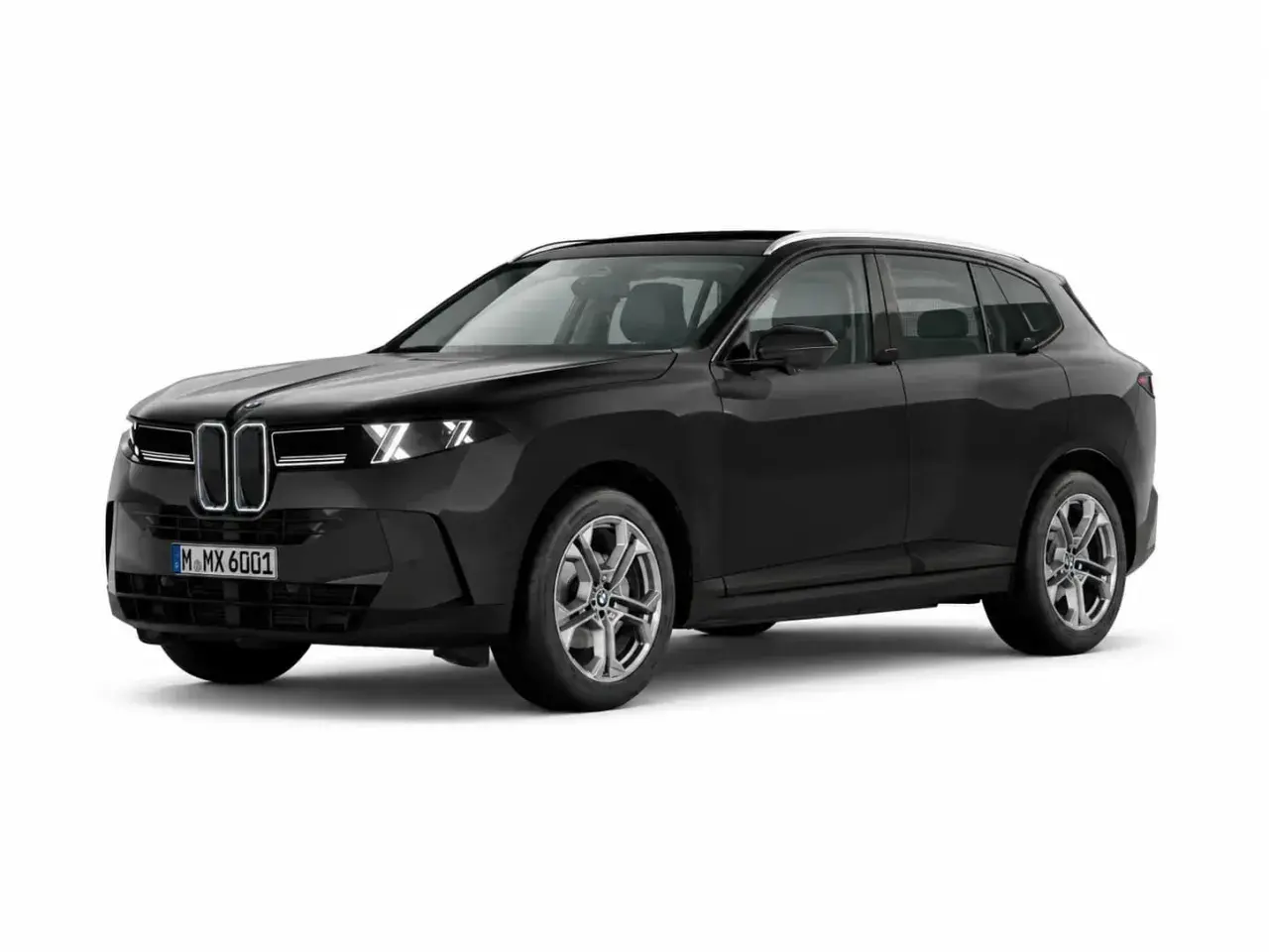 Eleganckie, czarne BMW X7 na białym tle. Idealne do leasingu dla wymagających kierowców.