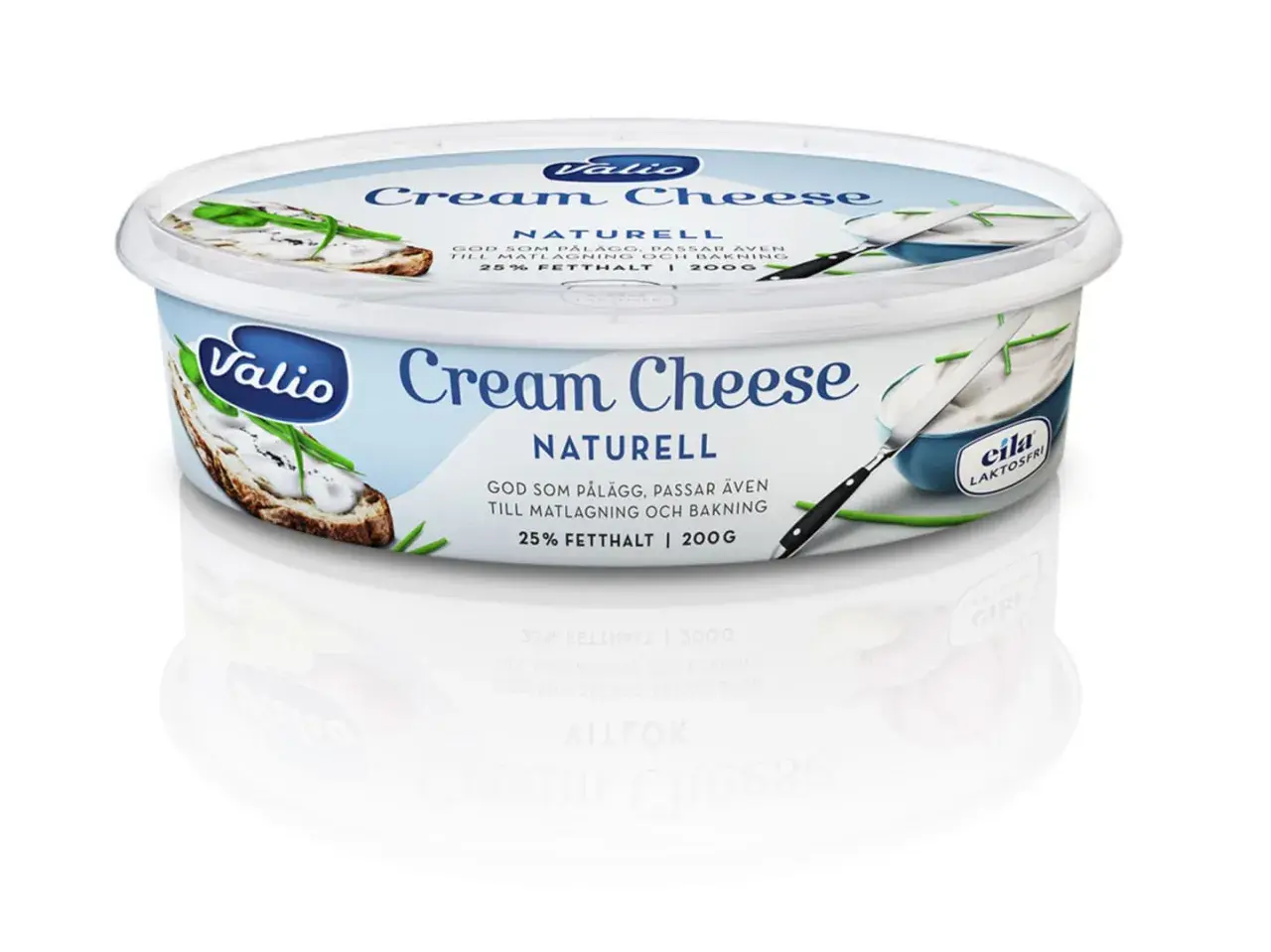 Valio Cream Cheese Naturell, en krämig och laktosfri favorit för både pålägg, matlagning och bakning. Perfekt för en god frukost.