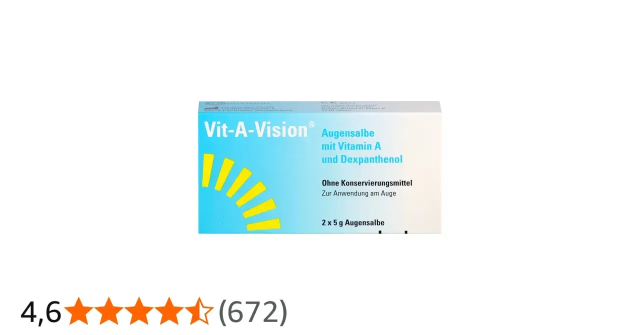 Vit-A-Vision Augensalbe mit Vitamin A und Dexpanthenol, ideal bei trockenen Augen. 2x5g.