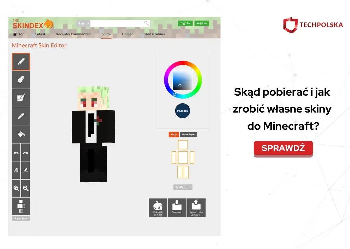 Edytor skinów do Minecraft. Stwórz własne skiny do Minecraft, pobieraj i wgrywaj.