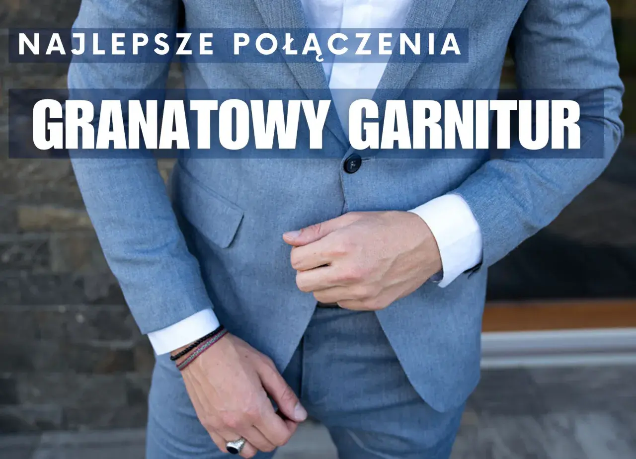 Mężczyzna w szarym garniturze i białej koszuli. Podpowiadamy, jaka koszula do granatowego garnituru pasuje najlepiej.