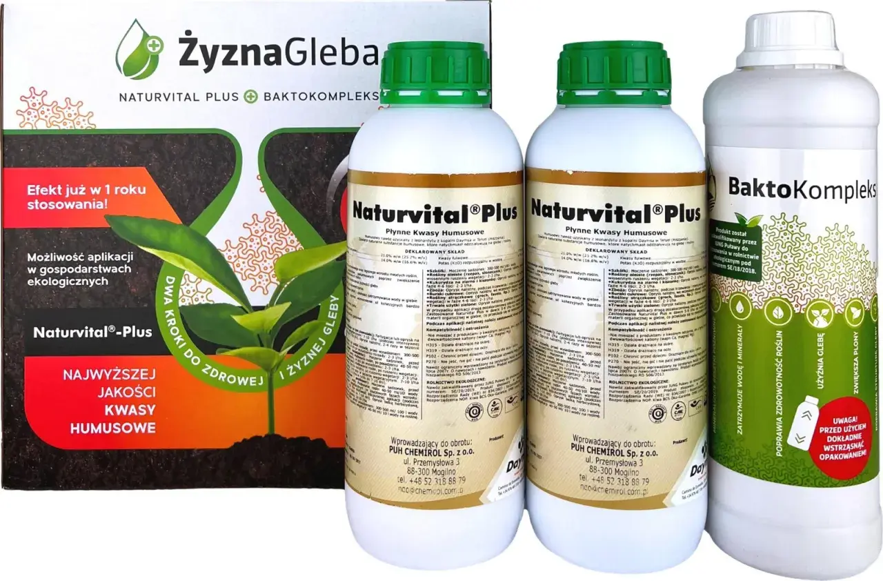 Naturvital® Plus - płynne kwasy humusowe dla zdrowej i żyznej gleby. Poprawia strukturę gleby, zatrzymuje wodę i minerały, zwiększa plony.