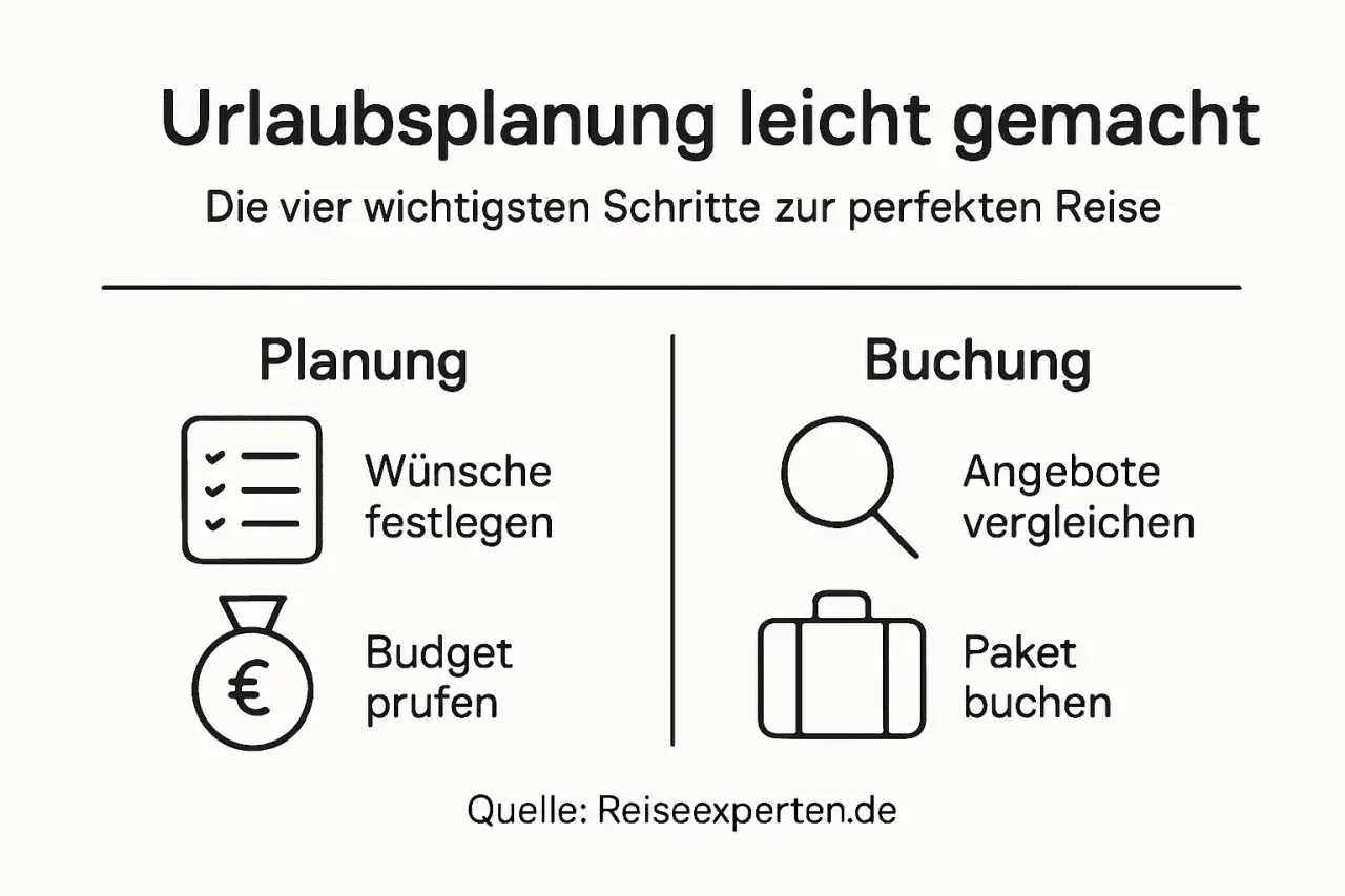 Urlaub 2026 planen: Wünsche festlegen, Budget prüfen, Angebote vergleichen, Paket buchen. So wird die Reiseplanung leicht gemacht.