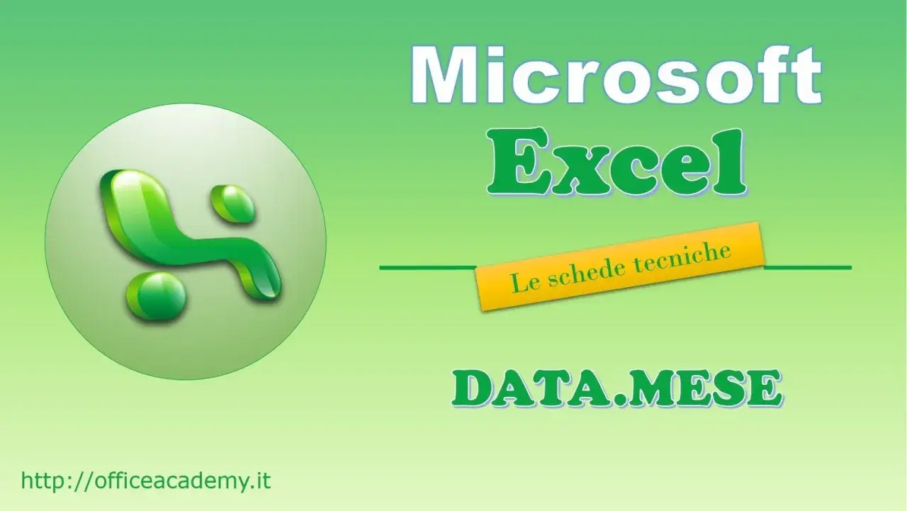 Logo Microsoft Excel e testo "DATA.MESE", utile per aggiungere mesi a una data.