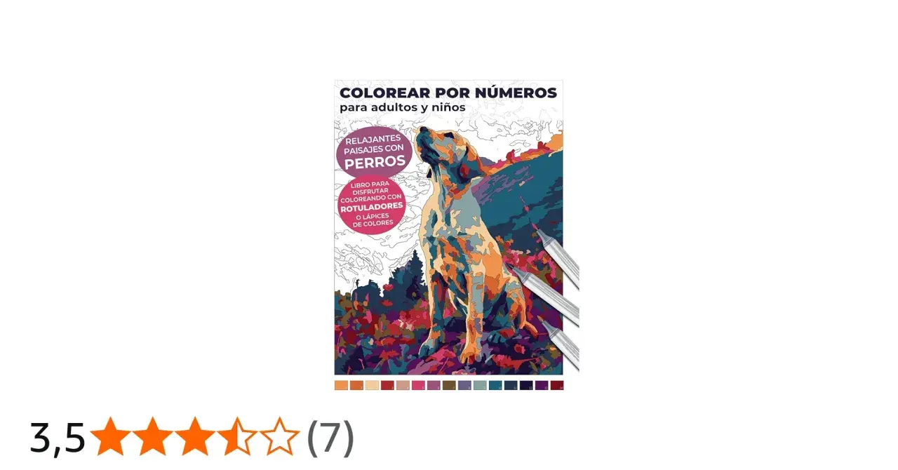 Libro para colorear por números con perros y paisajes. Ideal para adultos y niños, perfecto para un bosque para colorear relajante.
