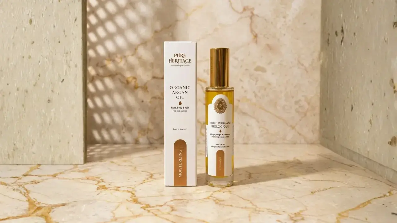 Aceite de argán orgánico Pure Heritage, ideal para rostro, cuerpo y cabello. Aunque el aceite de argán caduca, este producto de origen marroquí es perfecto para hidratar.