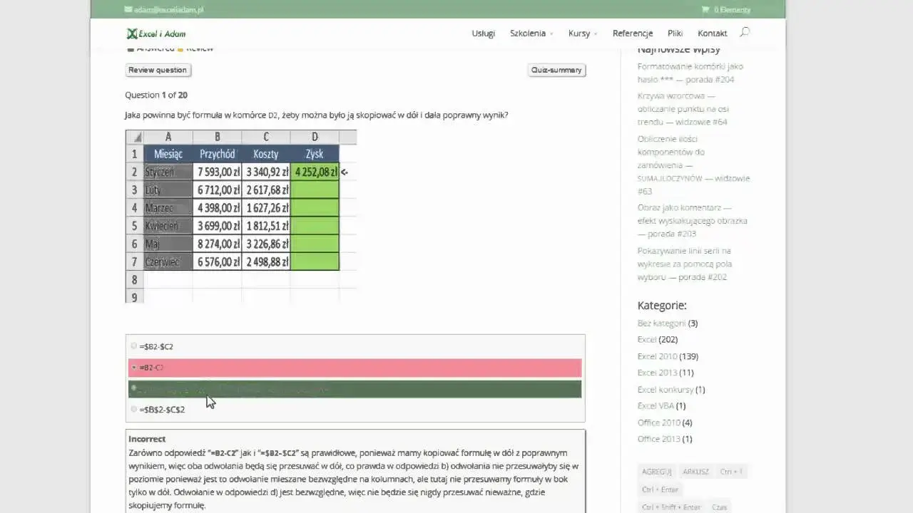 Jak zrobić quiz w Excelu - proste kroki i zaawansowane triki