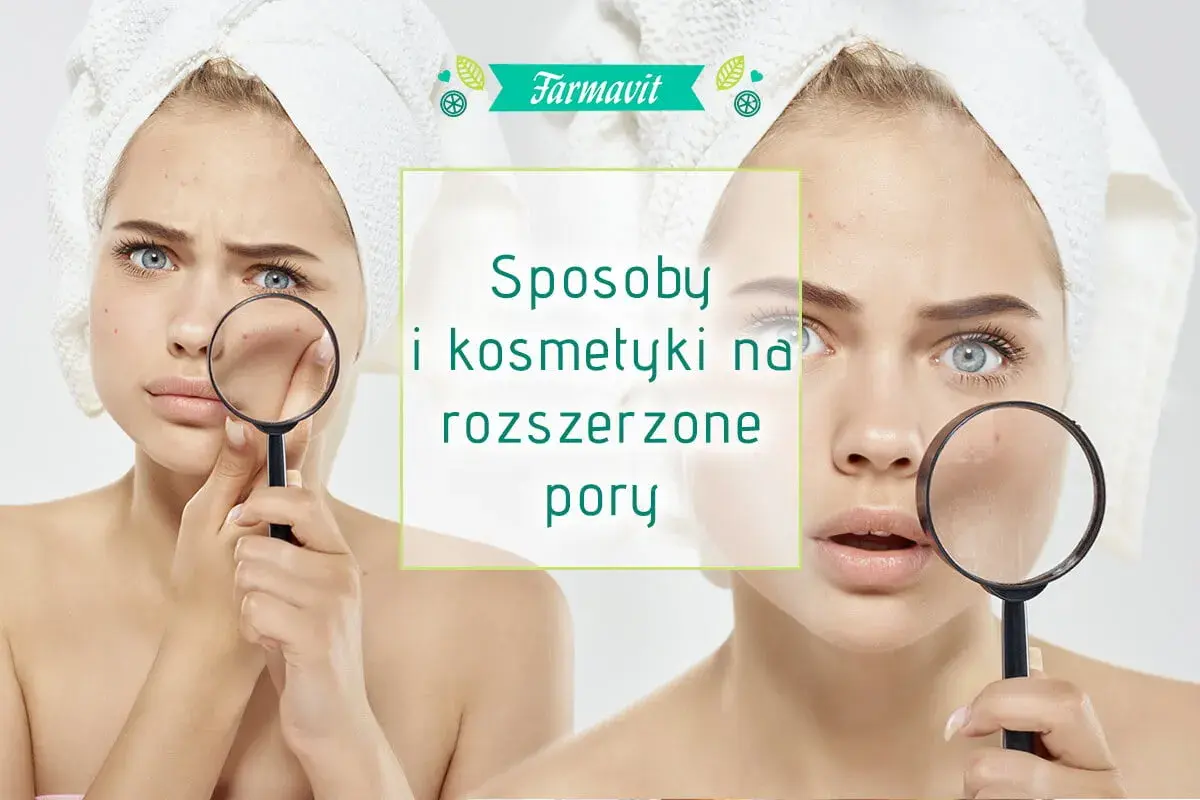 Dwie kobiety z ręcznikami na głowach oglądają swoje twarze przez szkło powiększające, pokazując rozszerzone pory.