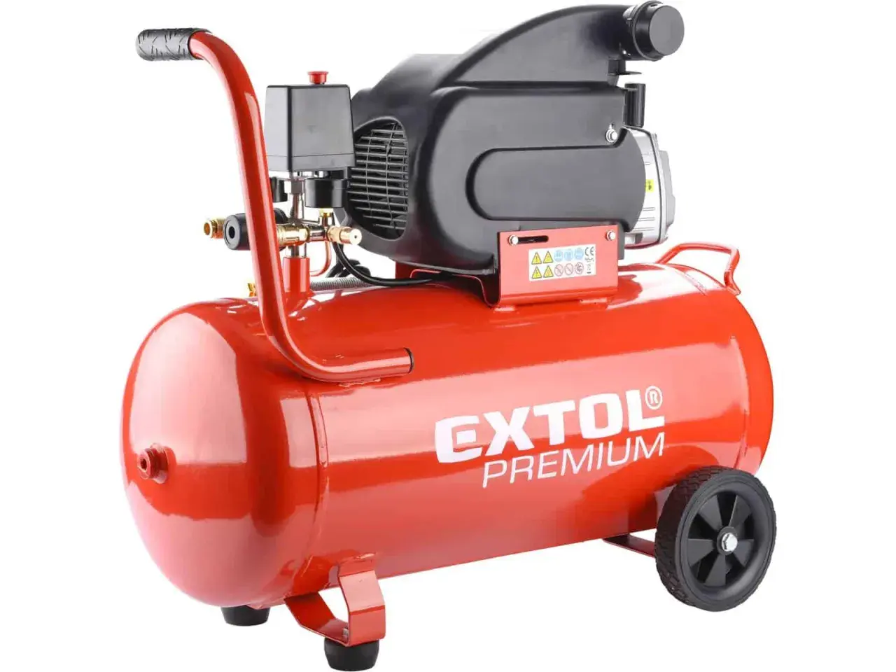 Compresor Extol Premium rojo, ideal para saber que compresor necesito para pintar un coche.