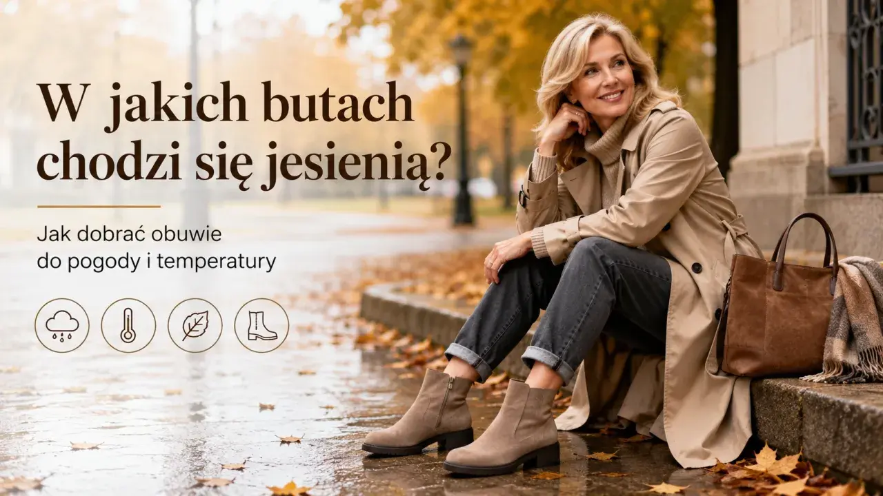 Elegancka kobieta w beżowym płaszczu i stylowych botkach, idealnych na jesienną pogodę. Wskazówki, jak dobrać obuwie, by cieszyć się komfortem. Różne marki butów oferują modele na każdą okazję.