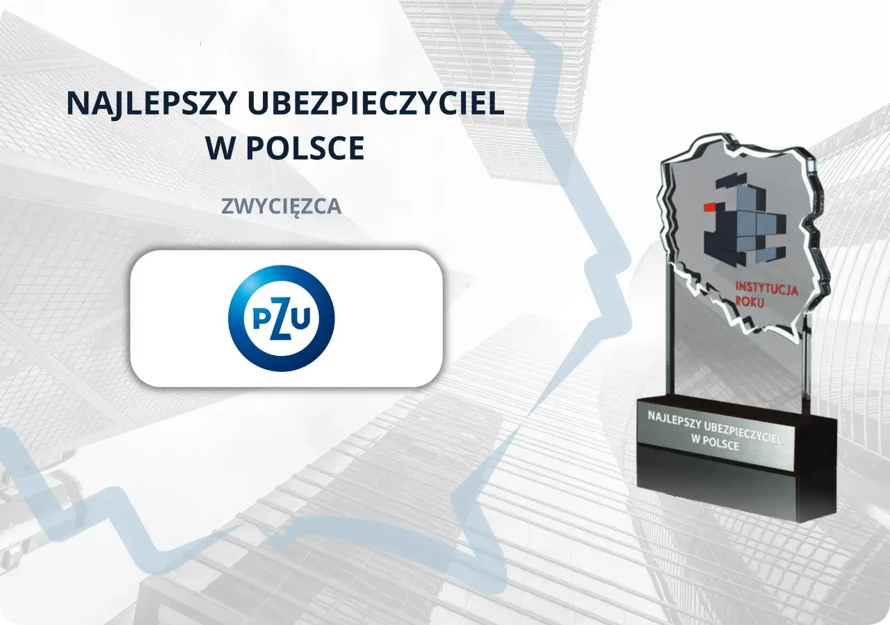 PZU - zwycięzca w kategorii Najlepszy Ubezpieczyciel w Polsce. Statuetka w kształcie Polski.